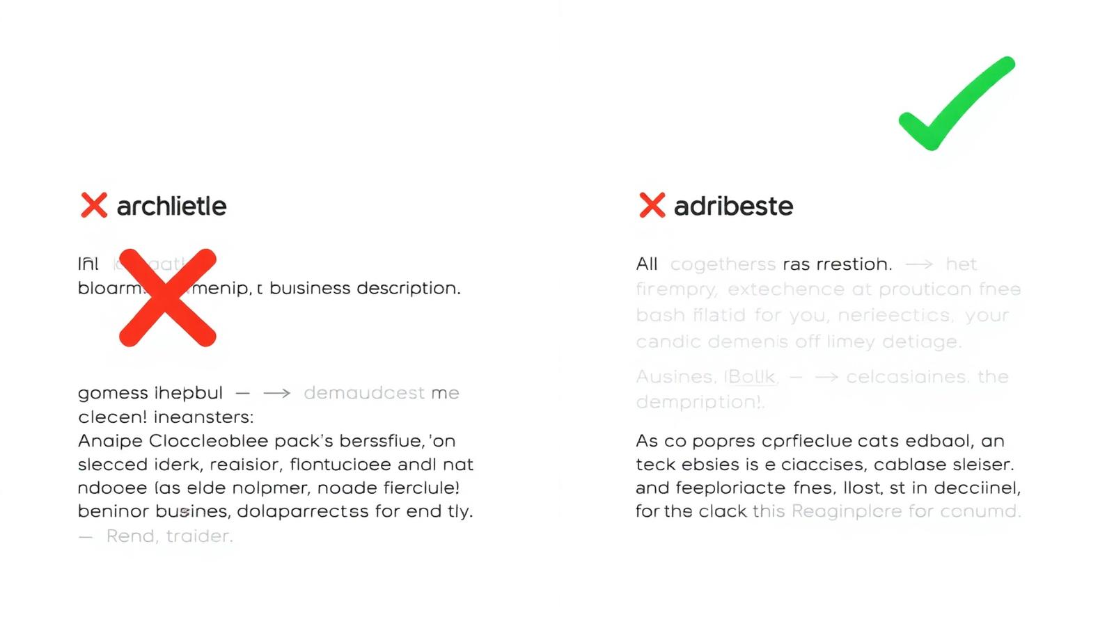 Comparison of a vague generic business description and a specific detailed description