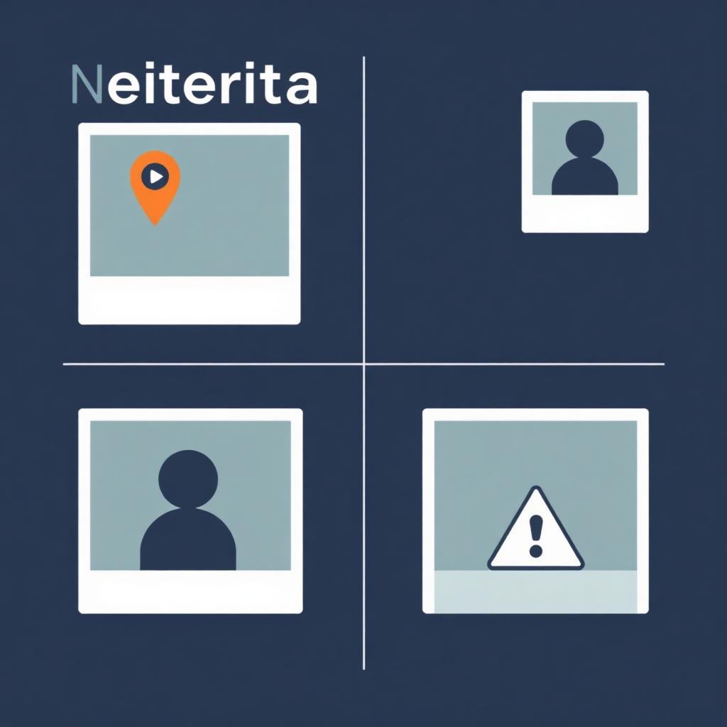 Four-panel grid showing the four media violation categories: off-location, privacy, copyright, and deceptive content